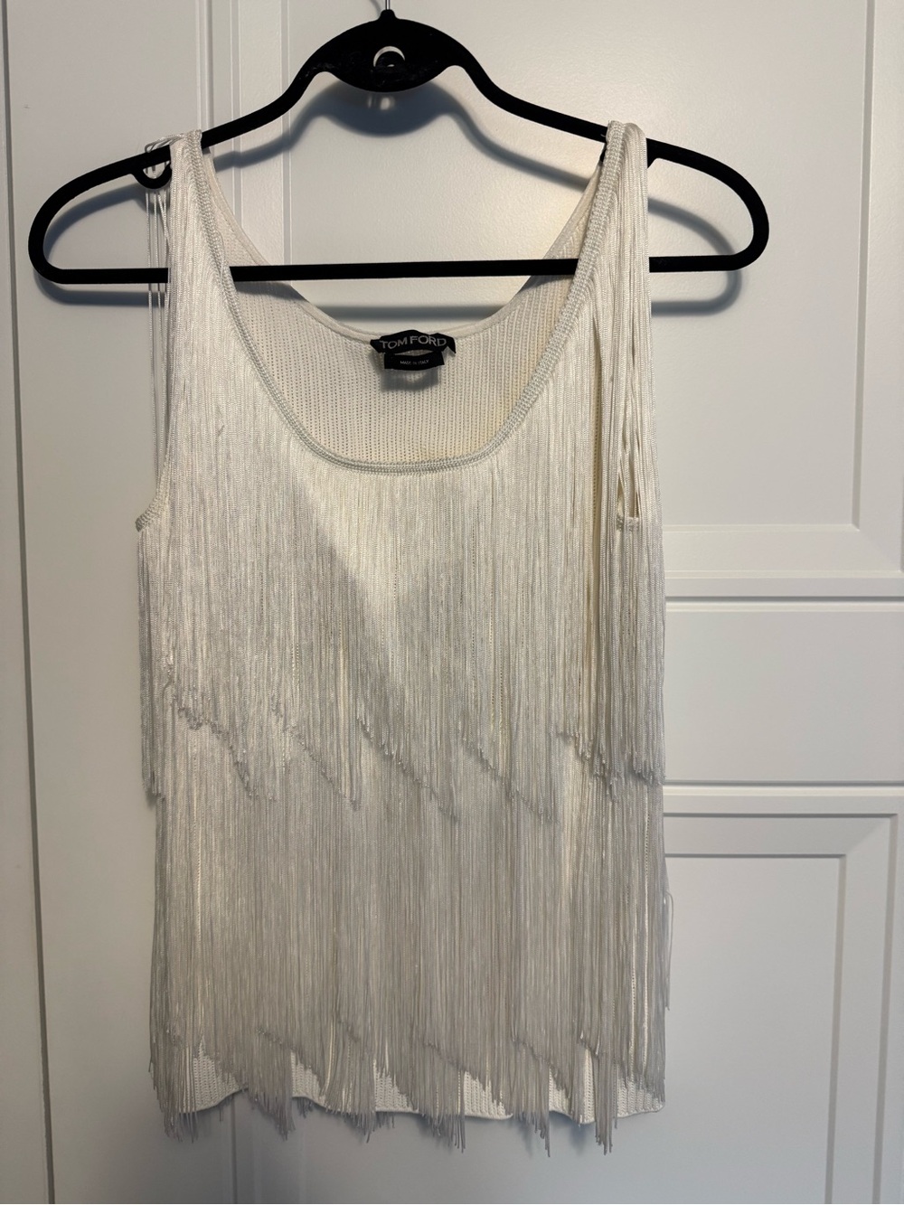 Tom Ford Ivory Fringe Tank Top